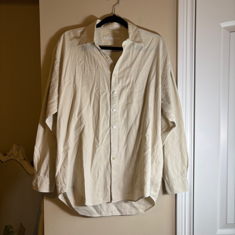 Perry Ellis Cream Collared Button-Up Shirt
